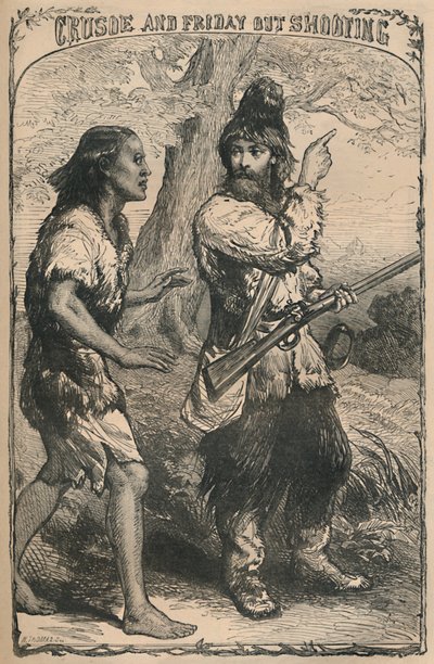 Crusoe y Viernes de caza, c1870 de Unbekannt