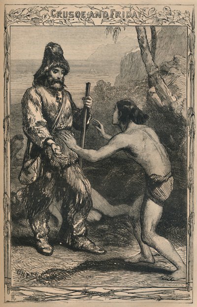 Crusoe y Viernes, c. 1870 de Unbekannt