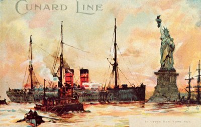 Línea Cunard - En la Bahía Superior de Nueva York, c. 1900 de Unbekannt