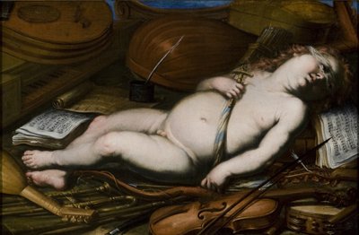 Cupido Entre Instrumentos Musicales, mediados del siglo XVII de Unbekannt