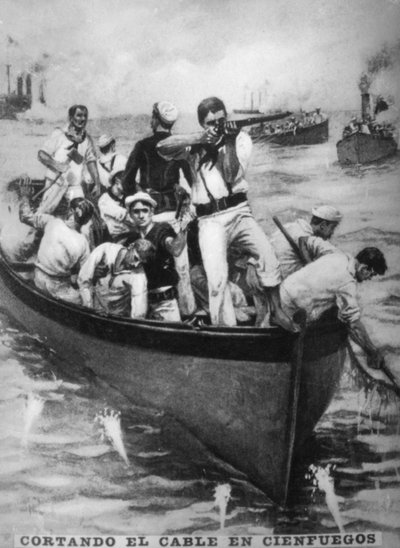 Cortando los cables de Cienfuegos, 1898, 1920s de Unbekannt