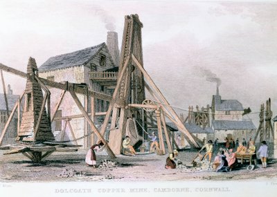Mina de cobre Dalcoath, Camborne, Cornualles, c1830 de Unbekannt