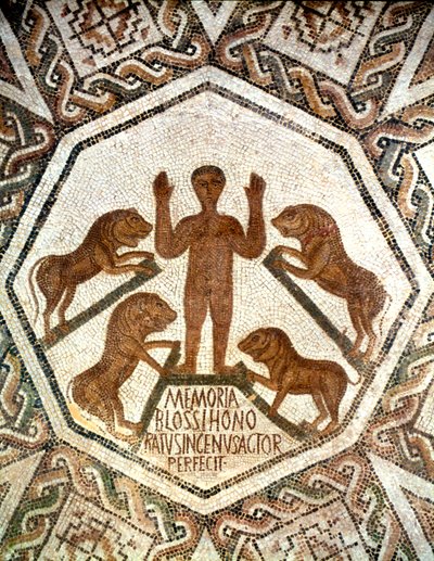 Daniel en el foso de los leones, mosaico romano, siglo V de Unbekannt