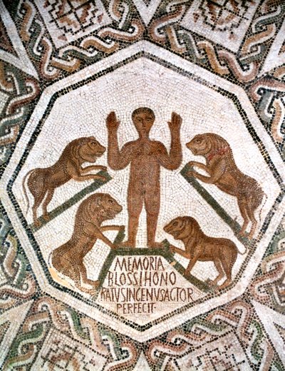Daniel en el foso de los leones, mosaico romano de Bordj El Loudi, Túnez, siglo V d.C. de Unbekannt