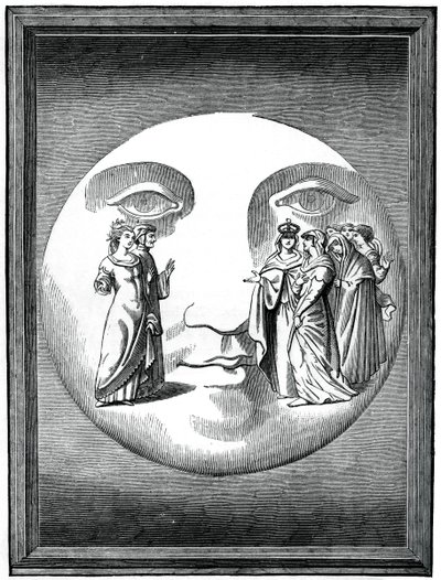 Dante y Beatriz transportados a la luna, siglo XVI 1870 de Unbekannt