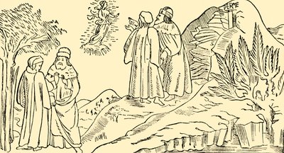 Dante en el Purgatorio ve la visión de Beatriz, c1930 de Unbekannt