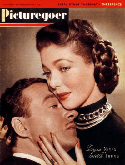 David Niven 1910-1983 y Loretta Young 1913-2000, actores de Unbekannt