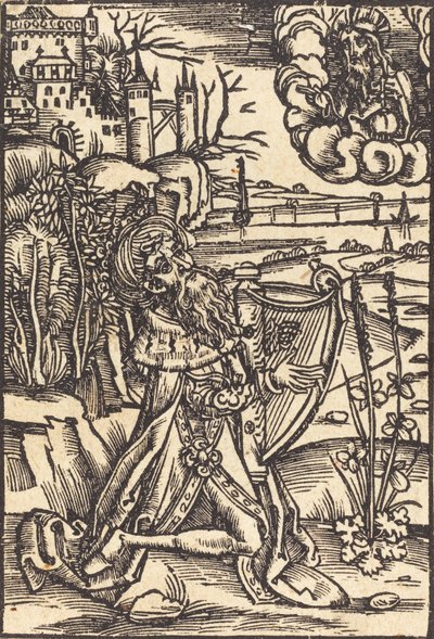 David tocando el arpa, c. 1500 de Unbekannt