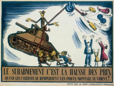 De Gaulle representado como un belicista, 1950 de Unbekannt