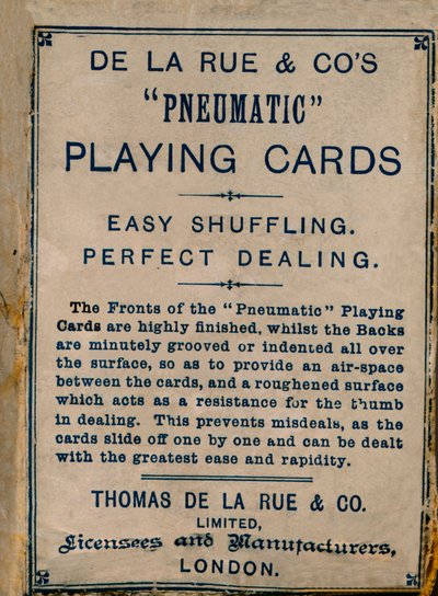 Cartas de juego neumáticas de De La Rue & Co, portada, 1925 de Unbekannt