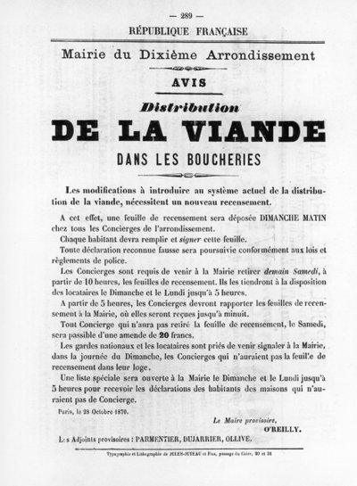 De La Viande, de los carteles políticos franceses de la Comuna de París, mayo 1871 de Unbekannt