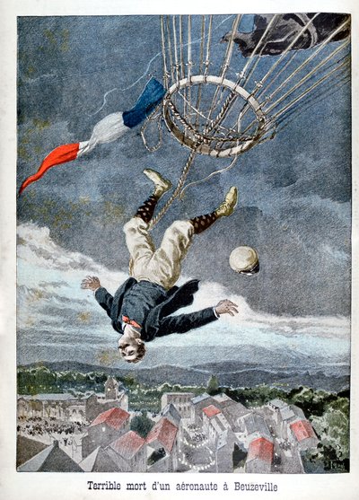 Muerte de un aeronauta sobre Beuzeville, Francia, 1899 de Unbekannt