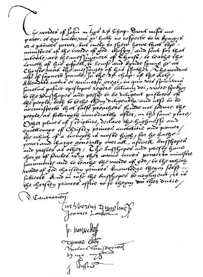 Declaración de los obispos a favor de los poderes del Rey Enrique VIII, siglo XVI de Unbekannt