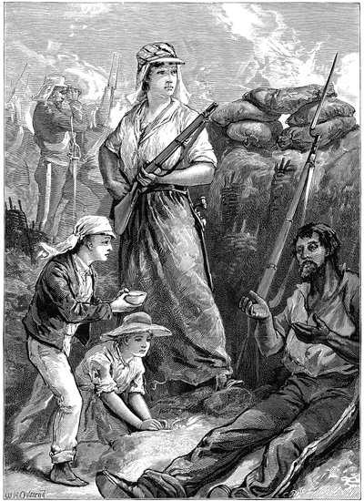 Defensa del fuerte en Futtegurh, Motín Indio, 1857-1859 c1895 de Unbekannt