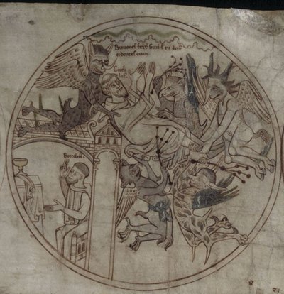Demonios atacan a Guthlac Manuscrito La vida de San Guthlac, principios del siglo XII de Unbekannt