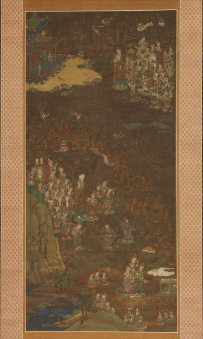 Descenso y Retorno de Amida al Paraíso Occidental con el Alma de un Creyente Gosho mandara, c. 1300 de Unbekannt