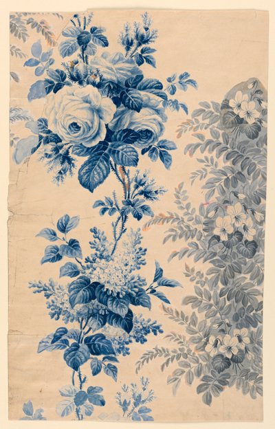 Diseño para tela o papel tapiz floreado, 1880-90 de Unbekannt