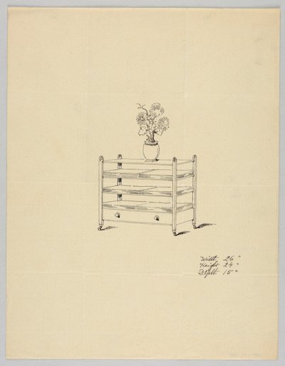 Diseño para Mesa de Tres Niveles con Jarrón y Flores, 1900-05 de Unbekannt