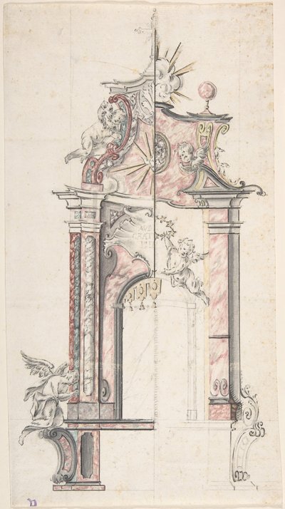 Diseño para un altar con una variante, siglo XVIII de Unbekannt