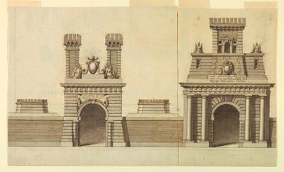 Diseño para la elevación de una puerta de una ciudad papal de Unbekannt