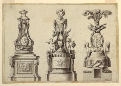 Diseños para tres pedestales de Unbekannt