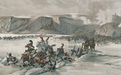 Destrucción de los rusos en retirada en el lago Satschan, 1805, 1896 de Unbekannt