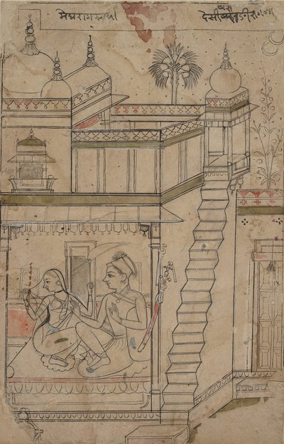 Desvarari Ragini: Folio de una serie ragamala, Guirnalda de modos musicales, principios del siglo XVIII de Unbekannt