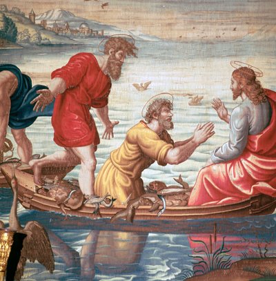 (detalle) de los Tapices de Mortlake, mostrando la pesca milagrosa, siglo XVII de Unbekannt