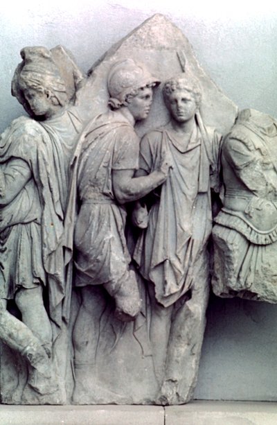 Detalle del friso de Télefo del altar de Pérgamo, 164-156 a.C. de Unbekannt