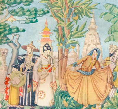 (detalle) de las decoraciones murales en el vestíbulo del Regent Cinema, Poole, c1932 de Unbekannt
