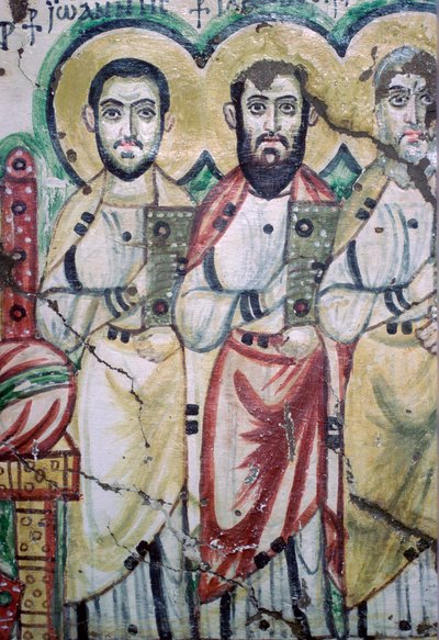 (detalle) de una pintura mural copta mostrando dos apóstoles, siglo VI de Unbekannt