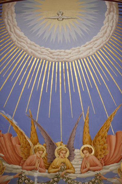 (detalle) de un fresco en la iglesia de la Visitación en Ein Kerem: ángeles, Ein Kerem, Israel de Unbekannt