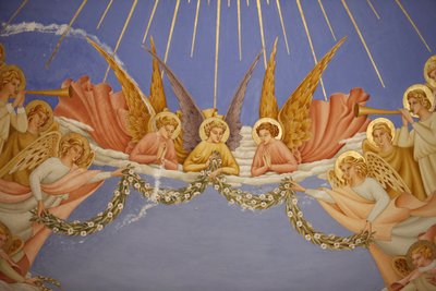 (detalle) Fresco en la iglesia de la Visitación en Ein Kerem: ángeles, Ein Kerem, Israel de Unbekannt