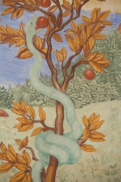 Detalle de un fresco que muestra el jardín del Edén, Puteaux, Francia de Unbekannt