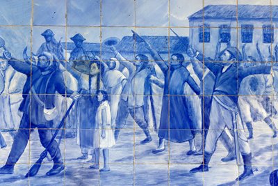 (detalle) de un mosaico que representa a la gente de Cachoeira animando al Príncipe Pedro, quien llevó a Brasil a la independencia, Cachoeira, Brasil de Unbekannt