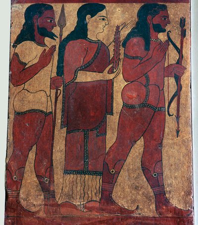 (detalle) de una pintura mural etrusca mostrando a Ceres con asistentes, siglo VI a.C. de Unbekannt