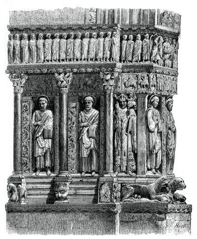 (detalle) del portal de San Trófimo, Arles, siglo XII, 1870 de Unbekannt