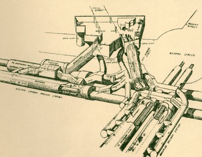 Diagrama de la nueva estación de metro en Oxford Circus, 1930 de Unbekannt