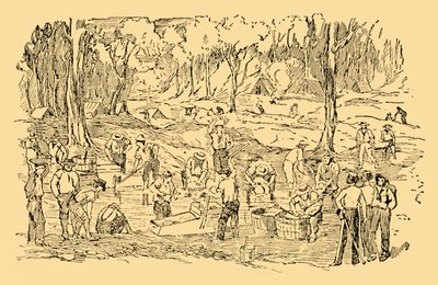 Excavando y lavando oro en Australia en 1851, c1930 de Unbekannt