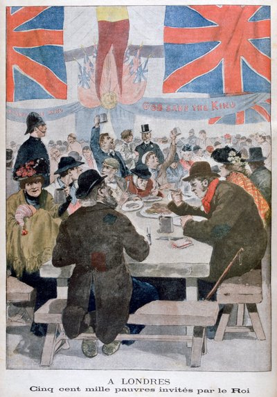 Cena para los pobres en celebración de la coronación del Rey Eduardo VII, Londres, 1902 de Unbekannt