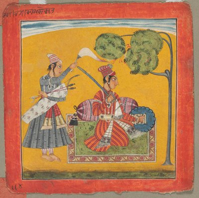 Dipak Raga, Una de las Treinta y Seis Melodías Ragamala: Personificación del Amor, c. 1690 de Unbekannt