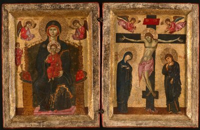 Díptico de la Virgen y el Niño entronizados y la Crucifixión, 1275-85 de Unbekannt