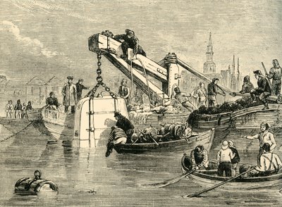 Campana de buceo utilizada en la construcción del túnel del Támesis, c1878 de Unbekannt