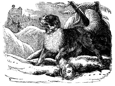 Perro del Hospicio de San Bernardo encontrando a un viajero en la nieve, c1840 de Unbekannt
