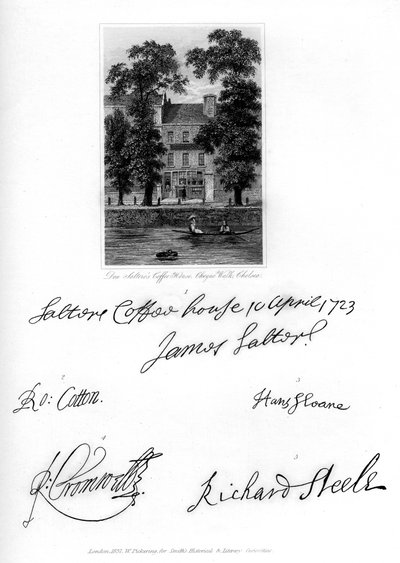 Café Don Salteros, Cheyne Walk, Chelsea, 1723, 1840 de Unbekannt