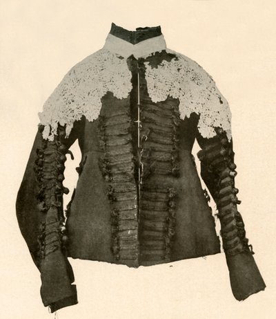 Jubón de tela negra adornado con trenza de seda y botones de crochet, siglo XVII, 1937 de Unbekannt