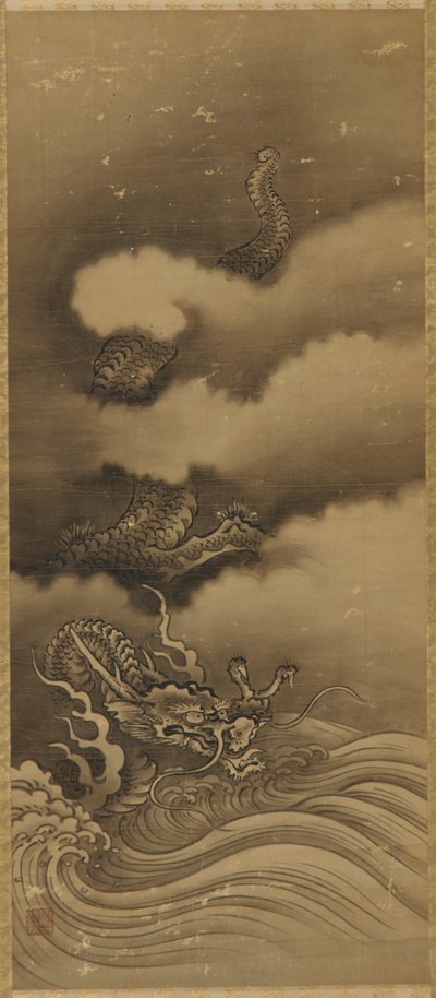 Dragón y olas, período Edo, 1615-1868 de Unbekannt