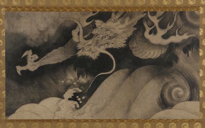 Dragón, olas y nubes, período Momoyama, 1568-1615 de Unbekannt