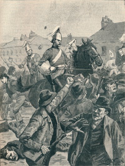 Dragones y montañeses dispersando a los alborotadores en Belfast, 1872 1906 de Unbekannt