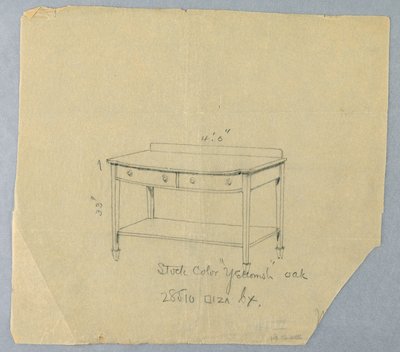 Diseño para mesa de servicio con dos cajones y frente convexo, 1900-05 de Unbekannt